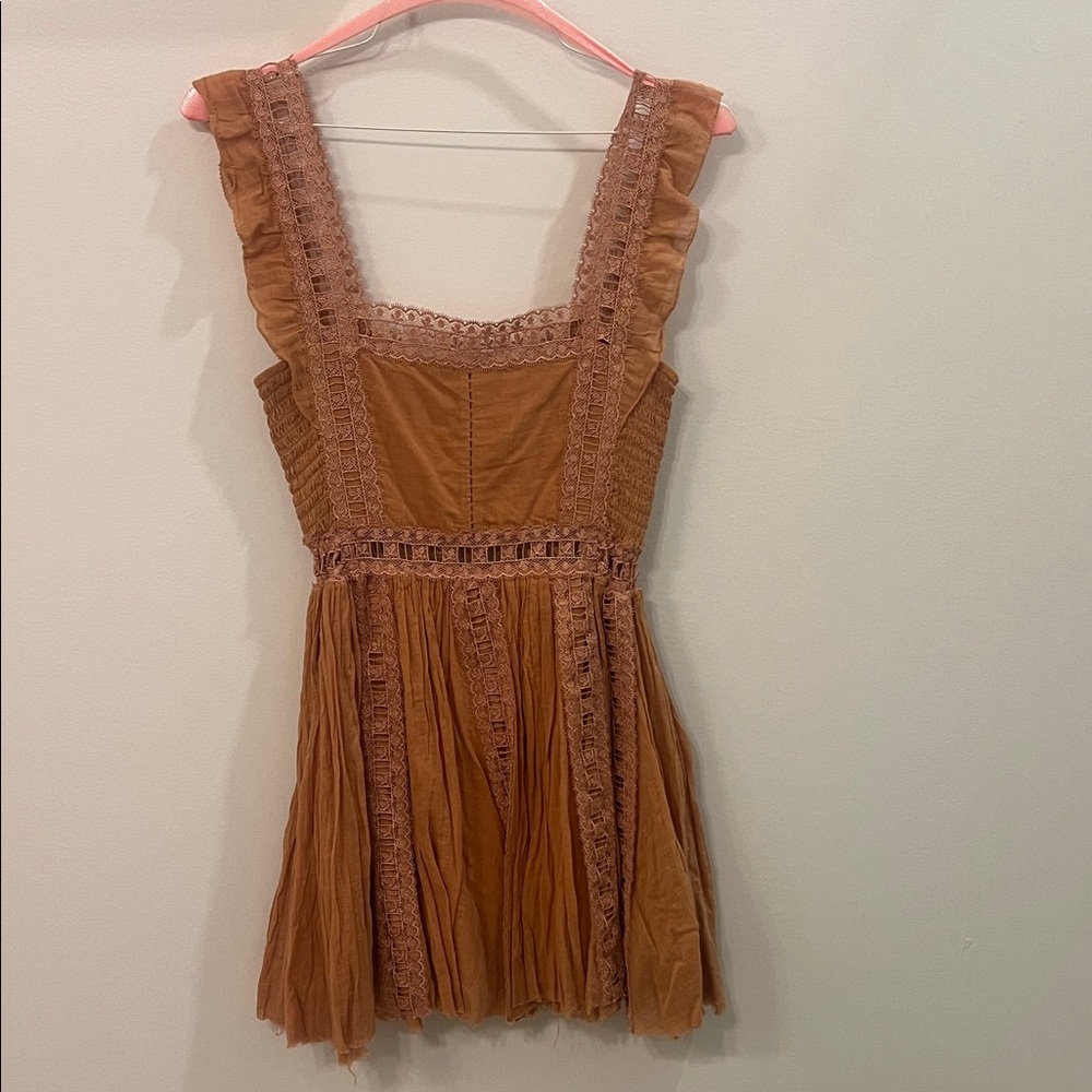 Free People Brown Sleeveless Ruffle Dress
